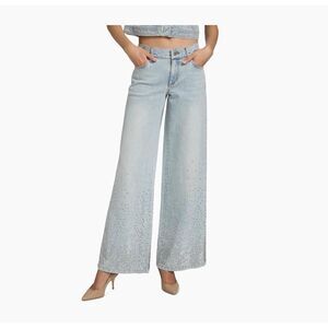 Alice + Olivia Amazing Baggy Jeans Rockstar Blue crystal embellishment sz 27 NWT